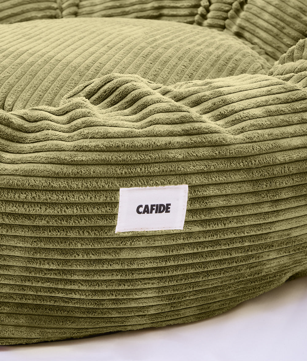 Cafide Cama Donut Para Perro Con Tejido De Pana Verde. Modelo Nuba. Talla L (100x100x25 Cm)_4