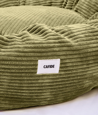 Cafide Cama Donut Para Perro Con Tejido De Pana Verde. Modelo Nuba. Talla L (100x100x25 Cm)_4