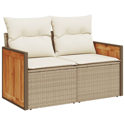 Set Sofás De Jardín Con Cojines 13 Pzas Ratán Sintético Beige / Vetonek_2