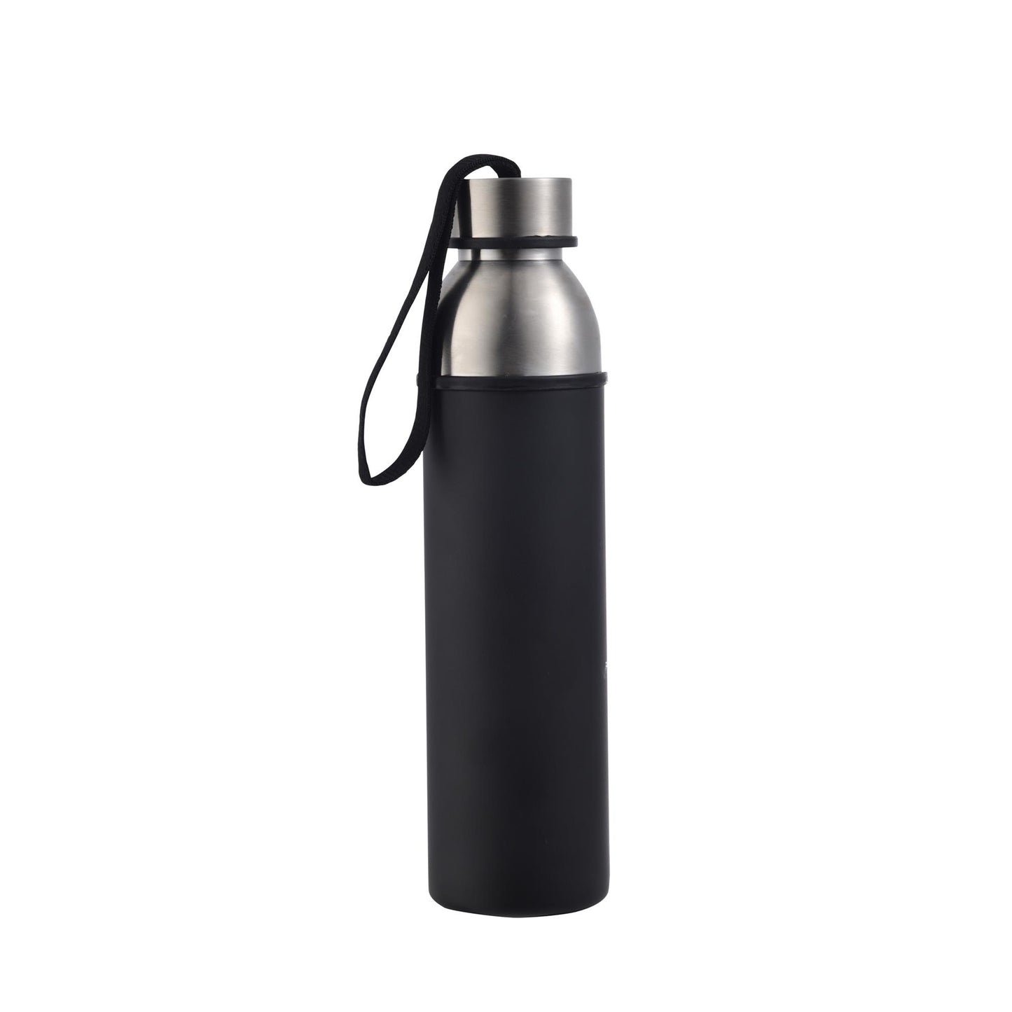 Botella De Agua De 570ml Walking Negro En Acero Inoxidable Bergner_0