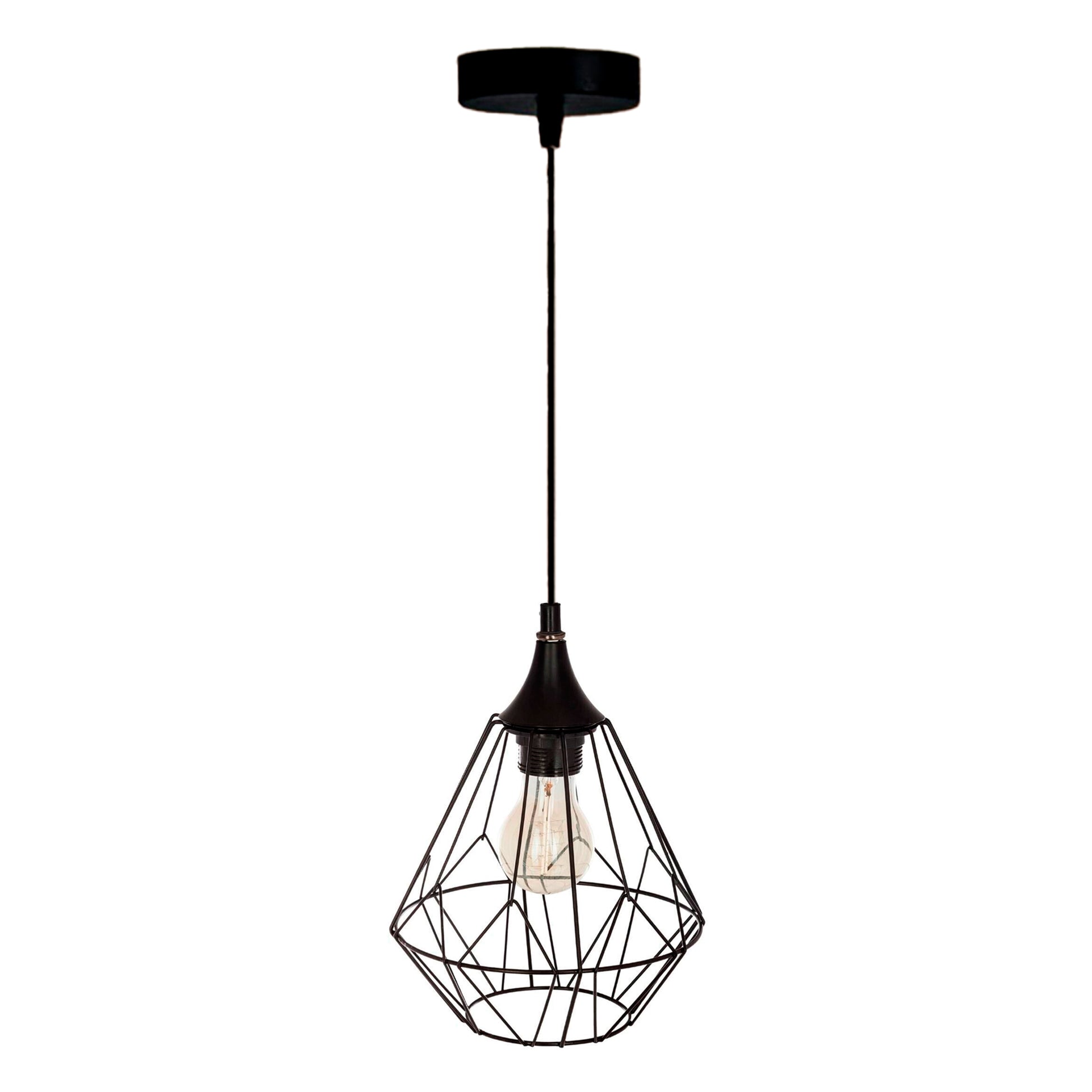 Wellhome Lámpara Techo Suspensión Metálico Negro D.19 H.27cm_0