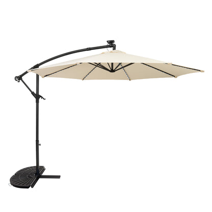 Parasol Excéntrico Led De 3 M Con Base De Medio Abanico – Crema_0
