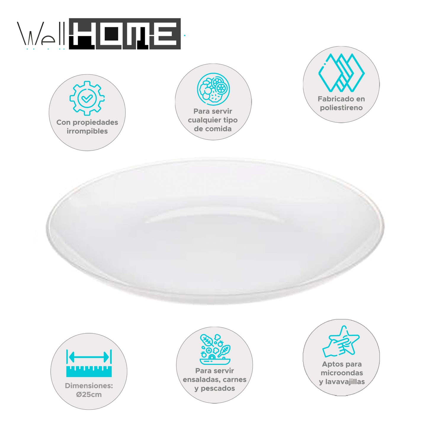 Wellhome - Plato Ø25cm Color Blanco