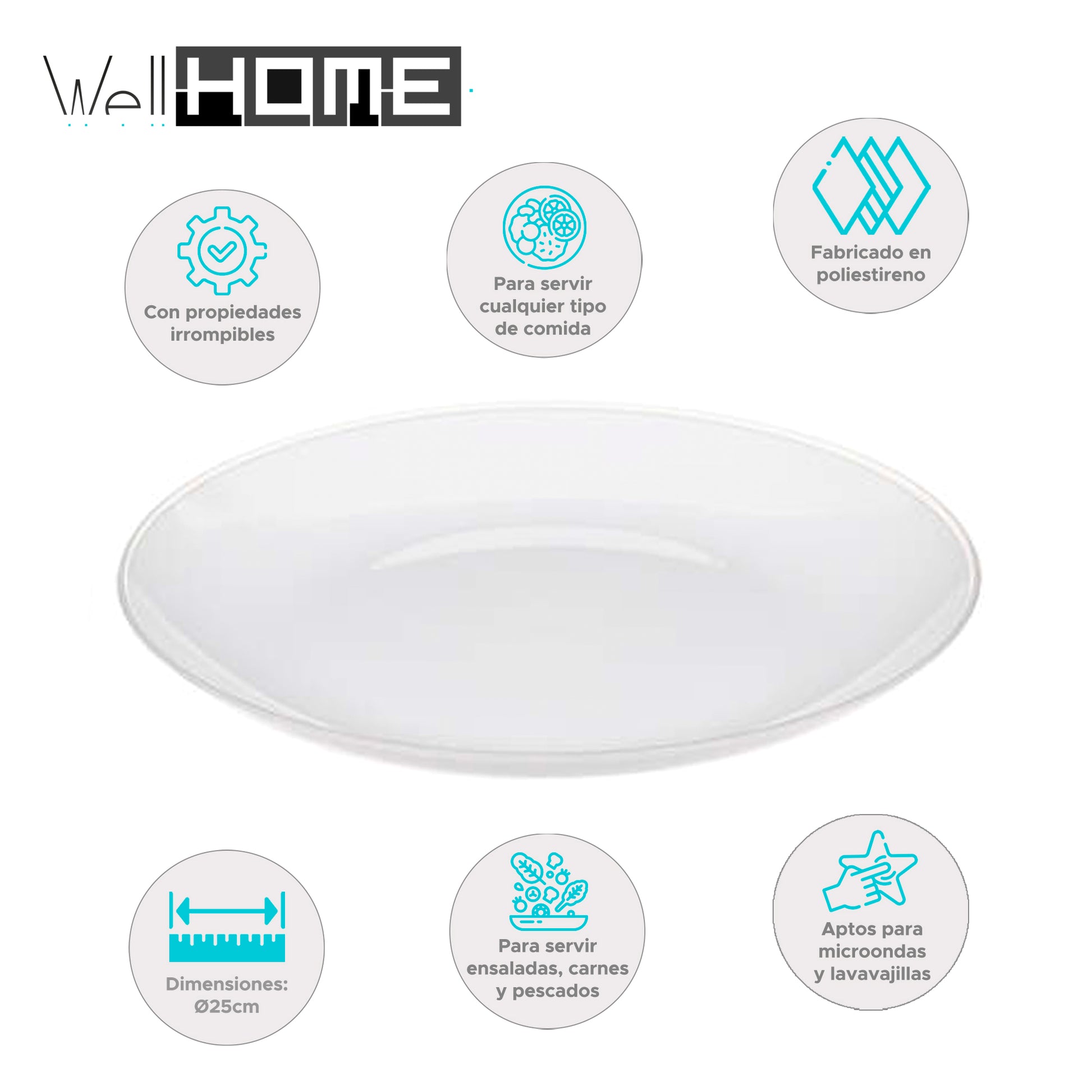 Wellhome - Plato Ø25cm Color Blanco