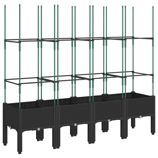 Jardinera Con Enrejado Pp Negro 160x40x142,5 Cm_0