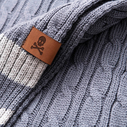 Manta Punto De Ochos 140x190cm 100% Acrílico 200gsm Azul Con Rallas Grises Scalpers Home_4