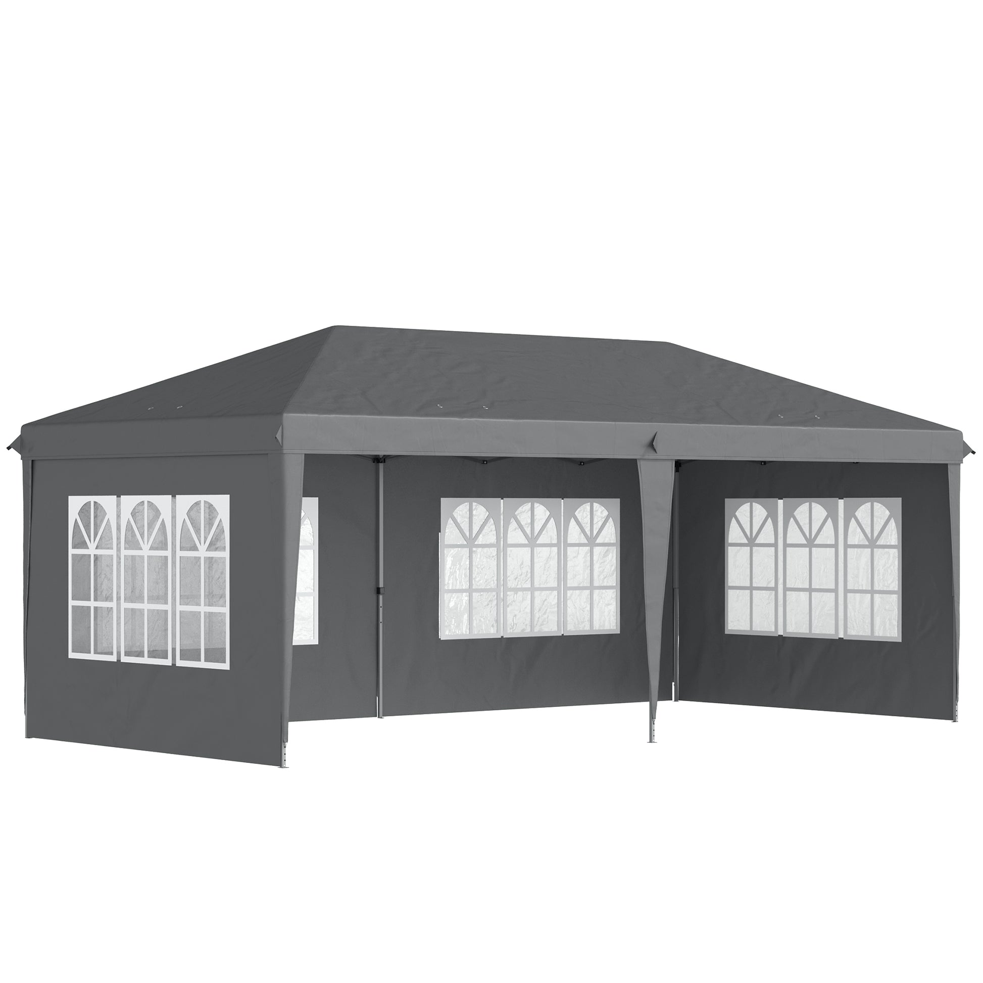 Outsunny Carpa Plegable 6x3 M Con 4 Laterales Desmontables 4 Ventanas Gris_0