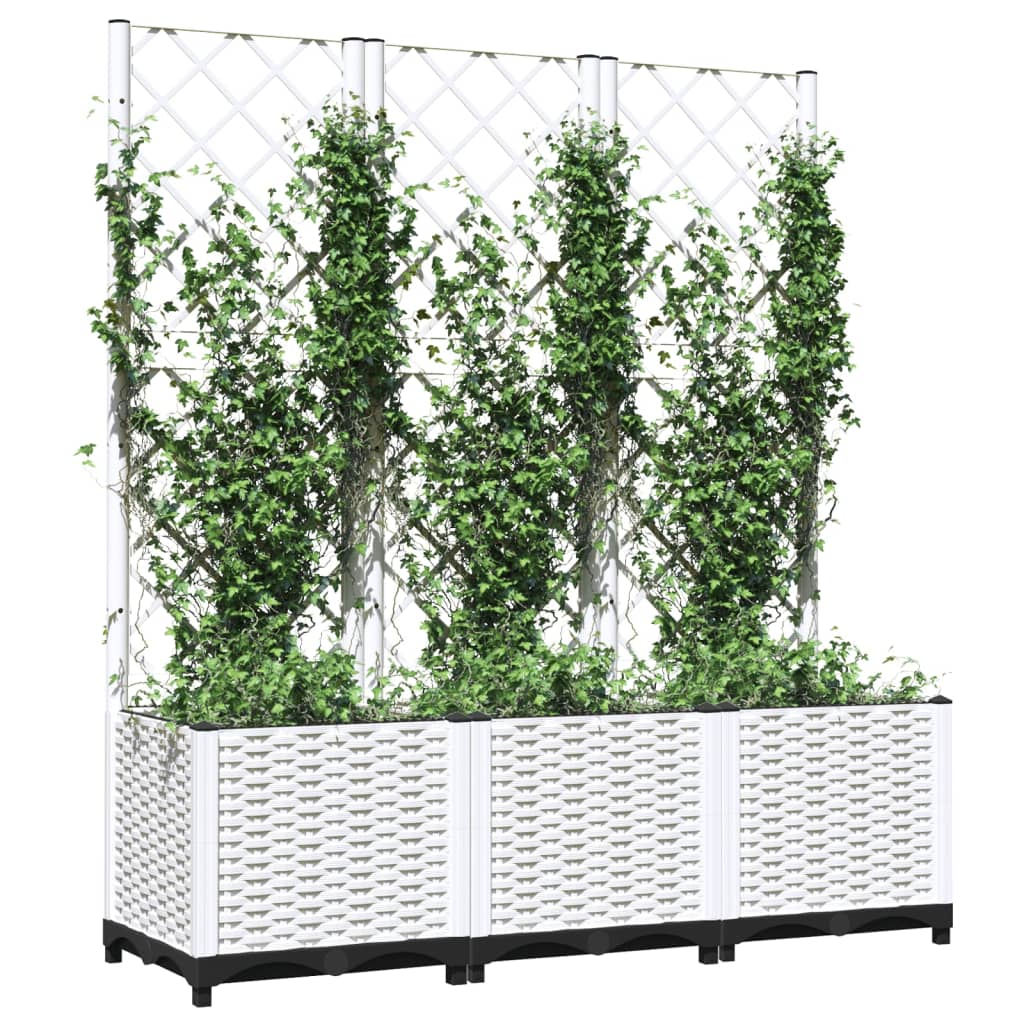 Jardinera Con Enrejado Pp Blanco 120x40x136 Cm_2
