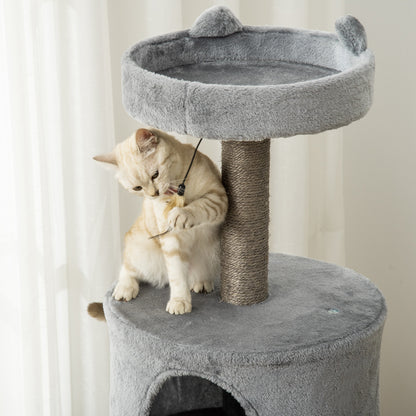 Pawhut Árbol Rascador Para Gatos 60x40x133cm Con Nido Cueva De Fieltro Extraíble_3