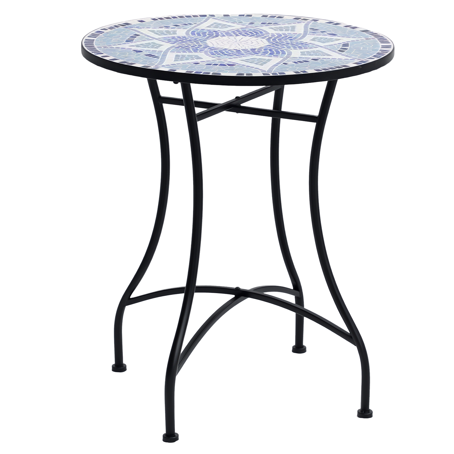 Outsunny Mesa De Jardín Redonda Con Encimera De Mosaico Decorativo Ø60x71 Cm_0