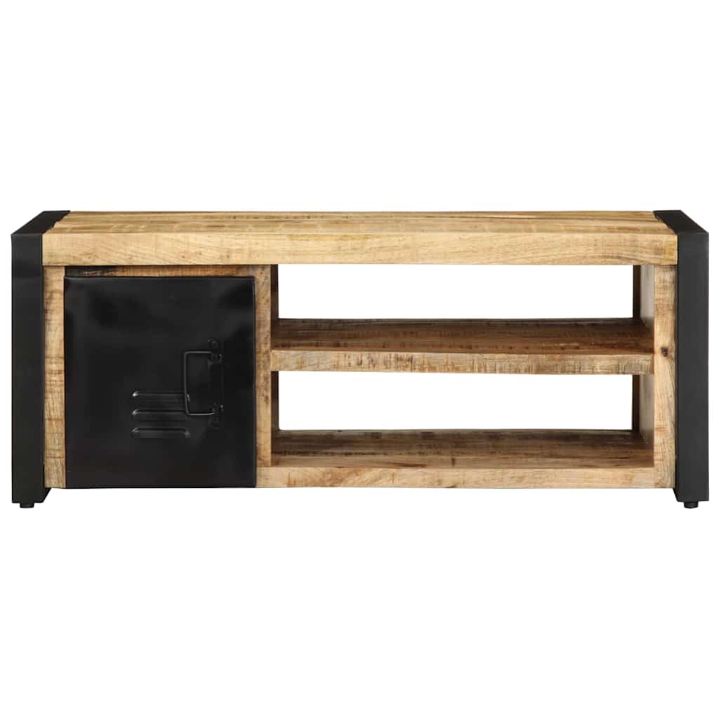 Mesa De Centro De Madera Maciza De Mango Rugosa 90x50x36 Cm_3