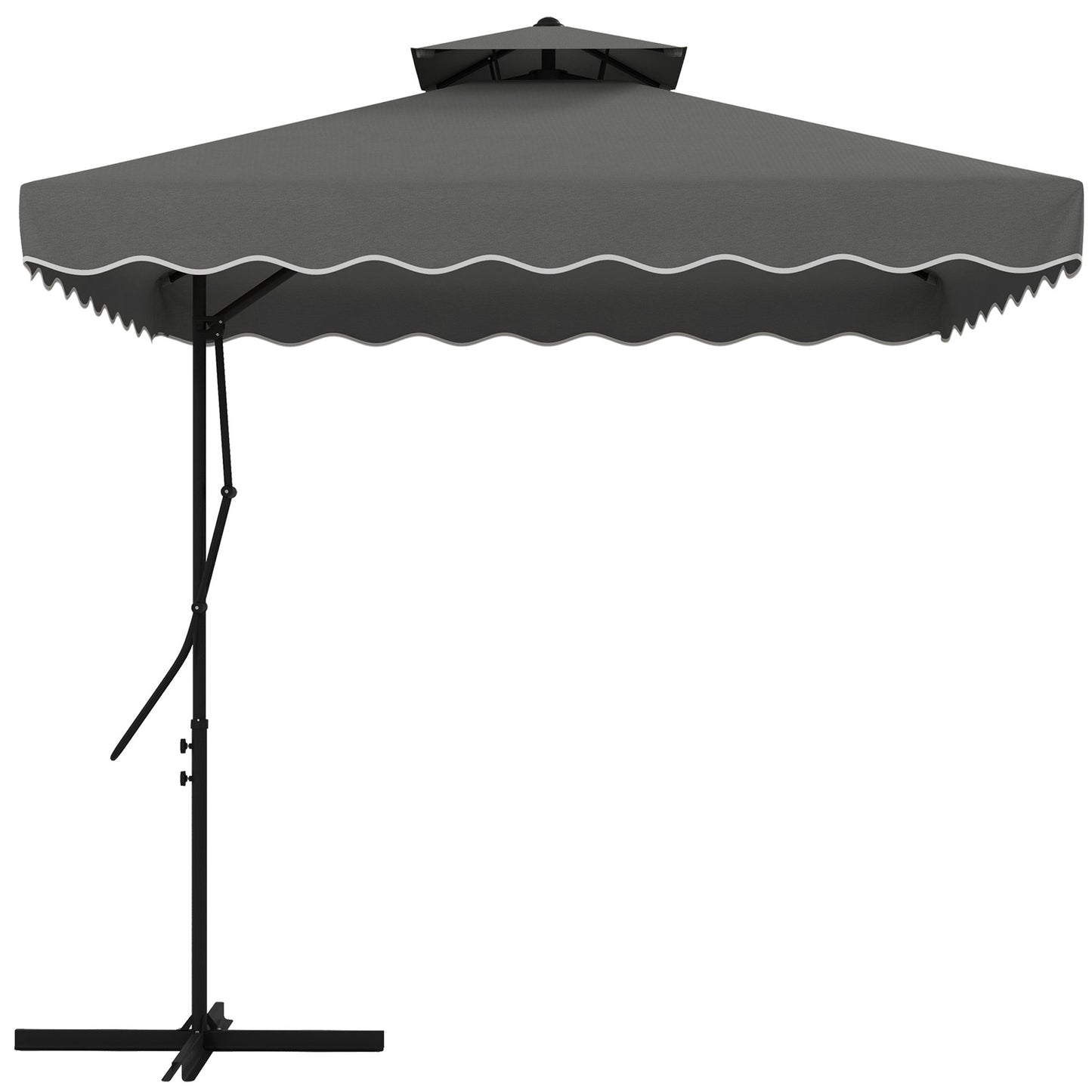 Outsunny Sombrilla Terraza Exterior De 2,5 M Con Manivela Techo Doble Gris_0