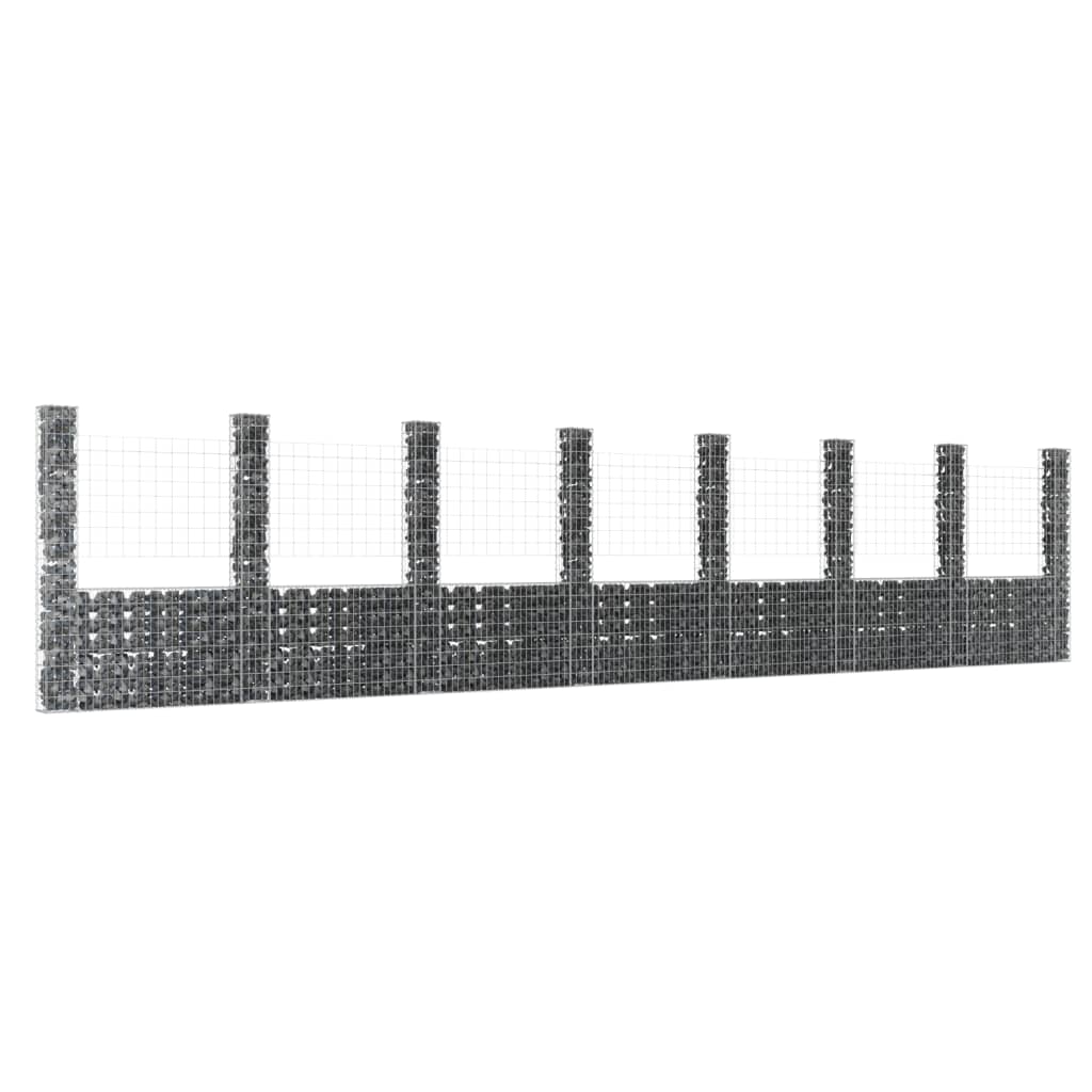 Cesta De Gaviones Forma De U 8 Postes De Hierro 860x20x200 Cm / Vetonek_1