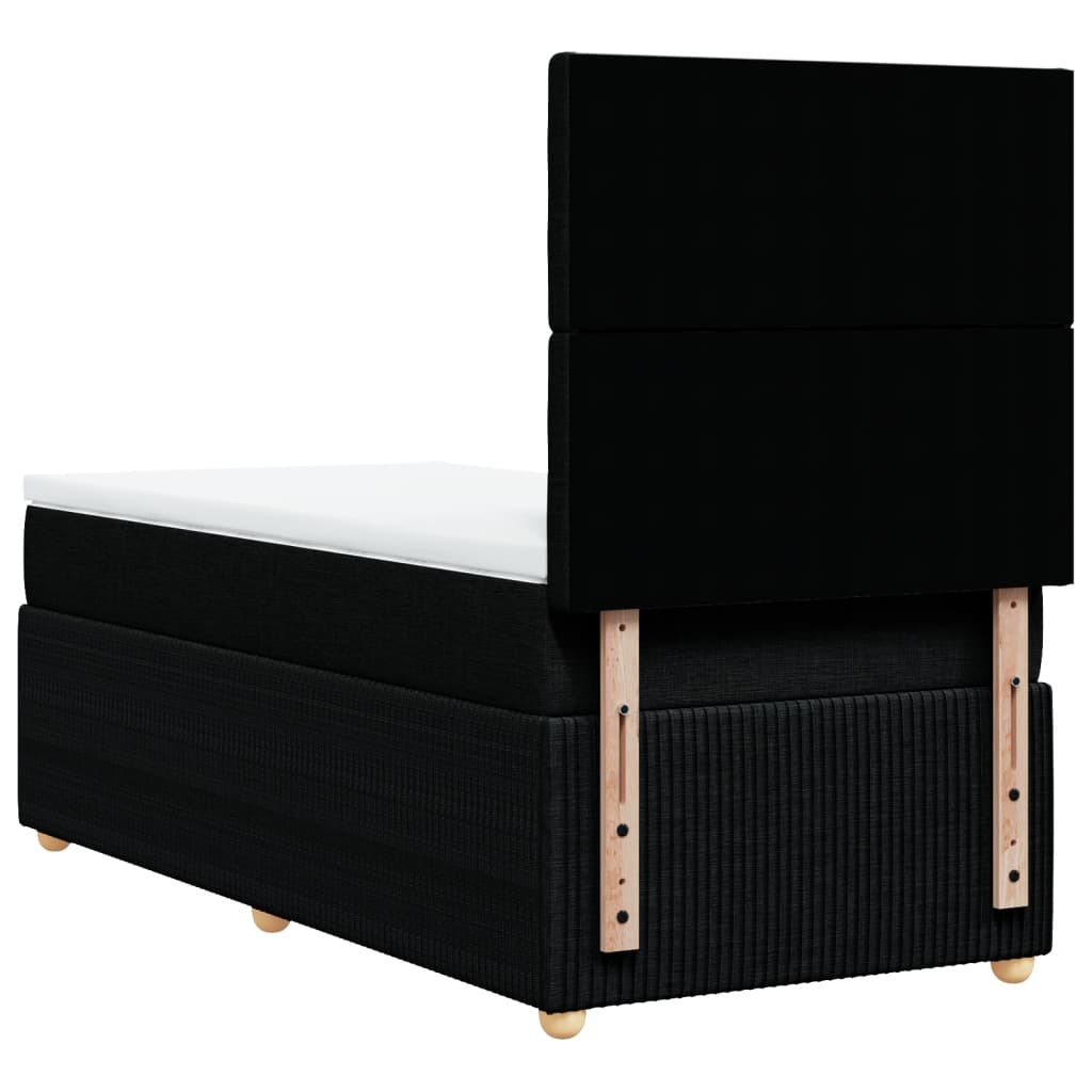 Cama Box Spring Con Colchón Tela Negro 90x190 Cm / Vetonek_0