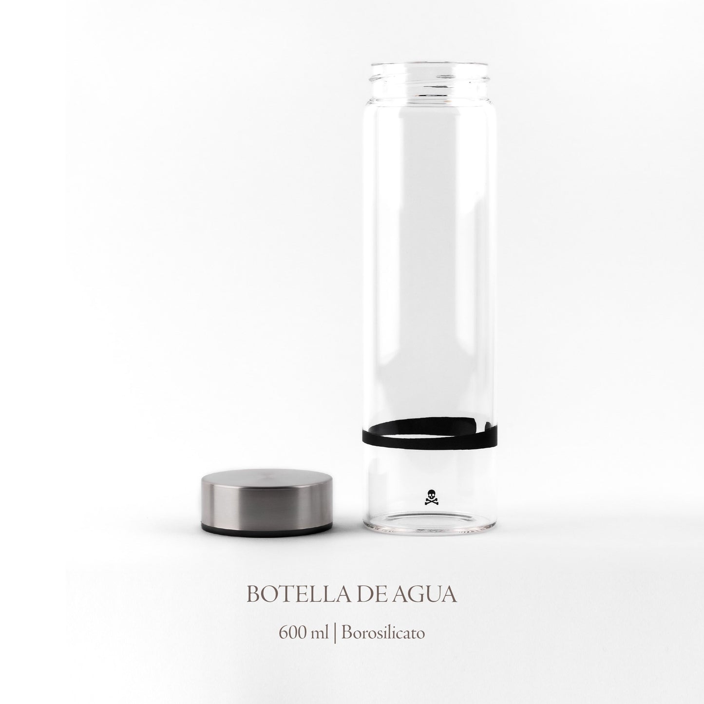 Botella De Agua En Borosilicato Tapón De Rosca 600ml Negro/transparente Scalpers Home_1
