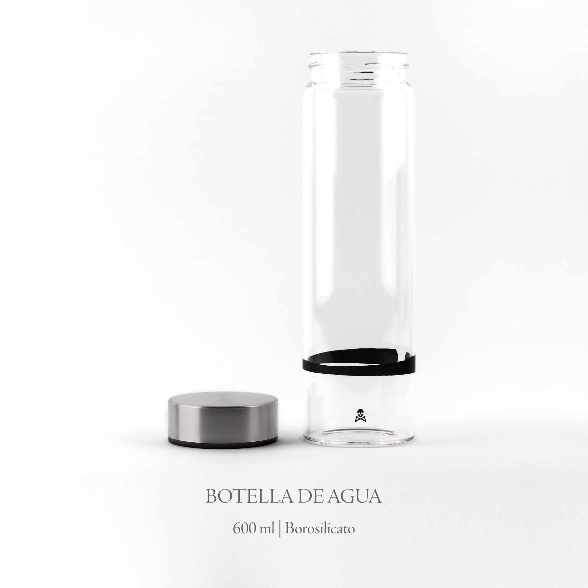 Botella De Agua En Borosilicato Tapón De Rosca 600ml Negro/transparente Scalpers Home_1