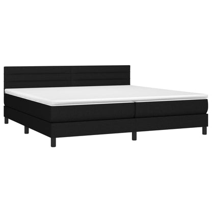 Cama Box Spring Colchón Y Luces Led Tela Negro 200x200 Cm / Vetonek_5