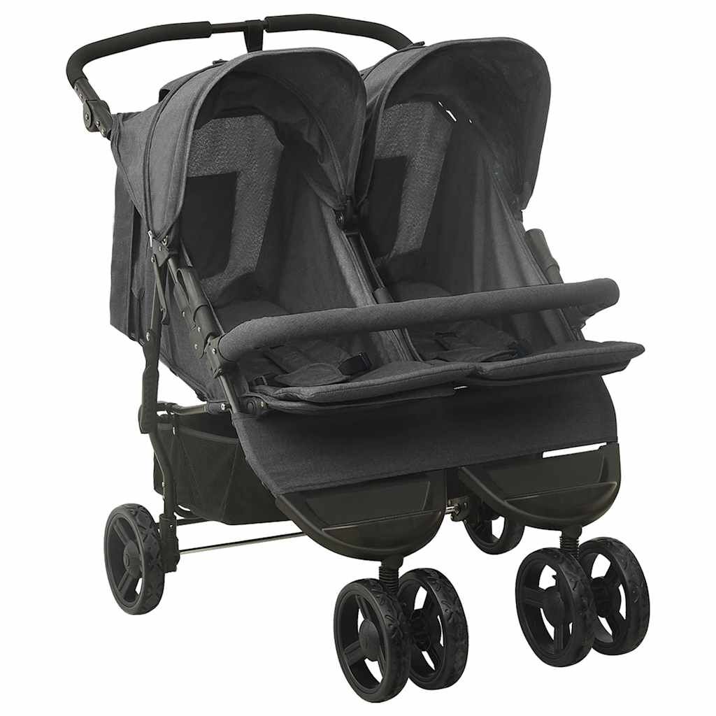 Vidaxl Carrito Para Gemelos De Acero Gris Antracita_0