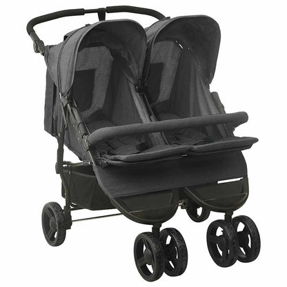 Vidaxl Carrito Para Gemelos De Acero Gris Antracita_0