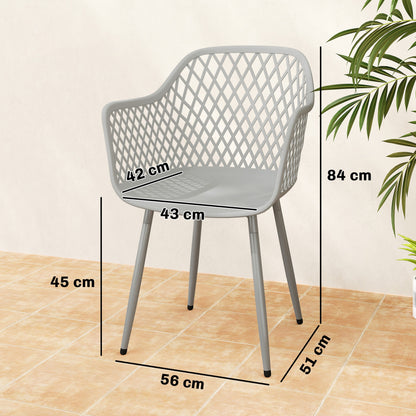 Outsunny Juego De 4 Sillas De Jardín Exterior De Pp Respaldo Diamante Gris_2
