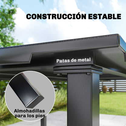 Outsunny Mesa De Comedor De Jardín Rectangular Con Encimera De Hdpe Negro_5