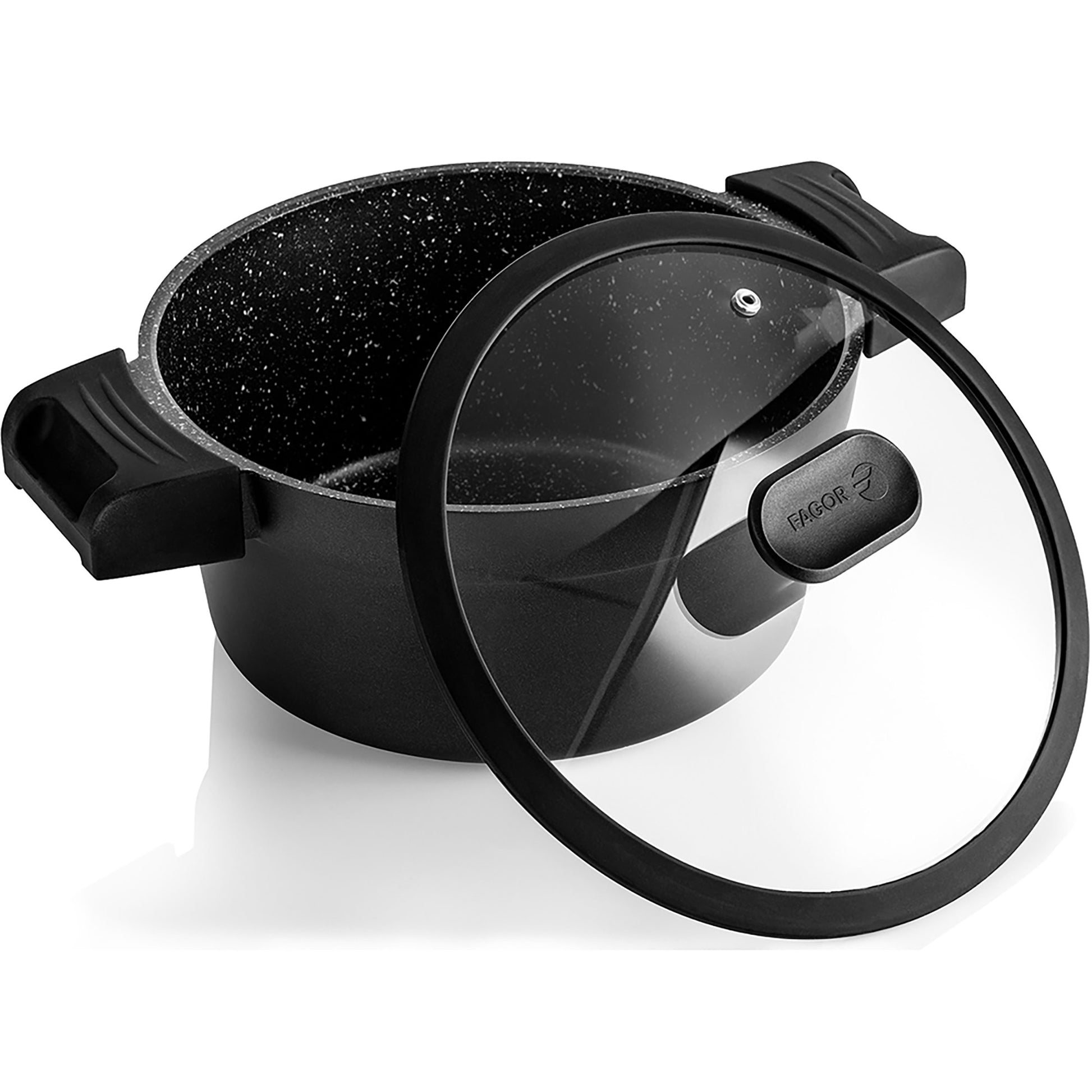 Batería Cocina Inducción 5 Piezas, Antiadherente Sin Pfoa, Aluminio Fundido, Cazuelas Sartenes Fagor Alutherm Negro