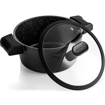 Batería Cocina Inducción 5 Piezas, Antiadherente Sin Pfoa, Aluminio Fundido, Cazuelas Sartenes Fagor Alutherm Negro