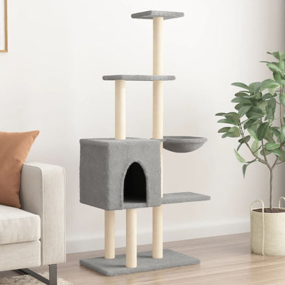 Vidaxl Rascador Para Gatos Con Postes De Sisal Gris Claro 145 Cm_1
