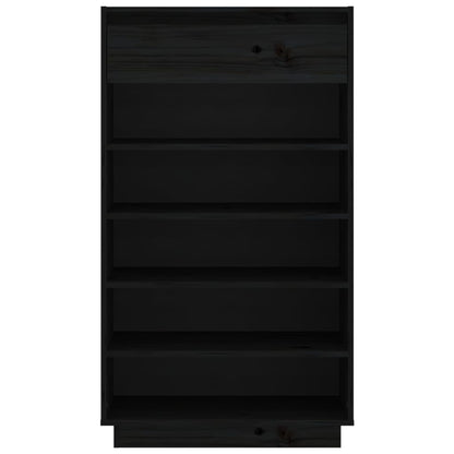 Armario Zapatero De Madera Maciza De Pino Negro 60x34x105 Cm / Vetonek_3