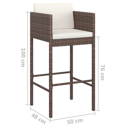 Vidaxl Taburetes De Cocina Con Cojines 2 Uds Ratán Sintético Marrón_2