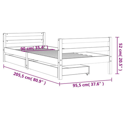 Vidaxl Estructura De Cama Niños Con Cajones Madera Pino Negro 90x200cm_2