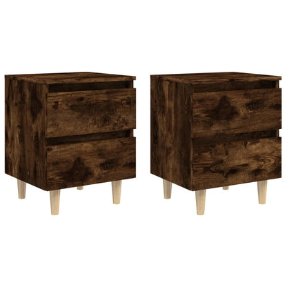Mesitas De Noche 2 Uds Patas Madera Roble Ahumado 40x35x50 Cm_0