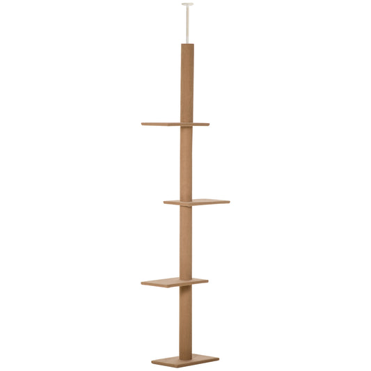 Pawhut Árbol Para Gatos Del Suelo Al Techo 43x27x228-260 Cm Con Altura Ajustable_0