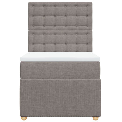 Cama Box Spring Con Colchón Tela Gris Taupe 90x200 Cm / Vetonek_3
