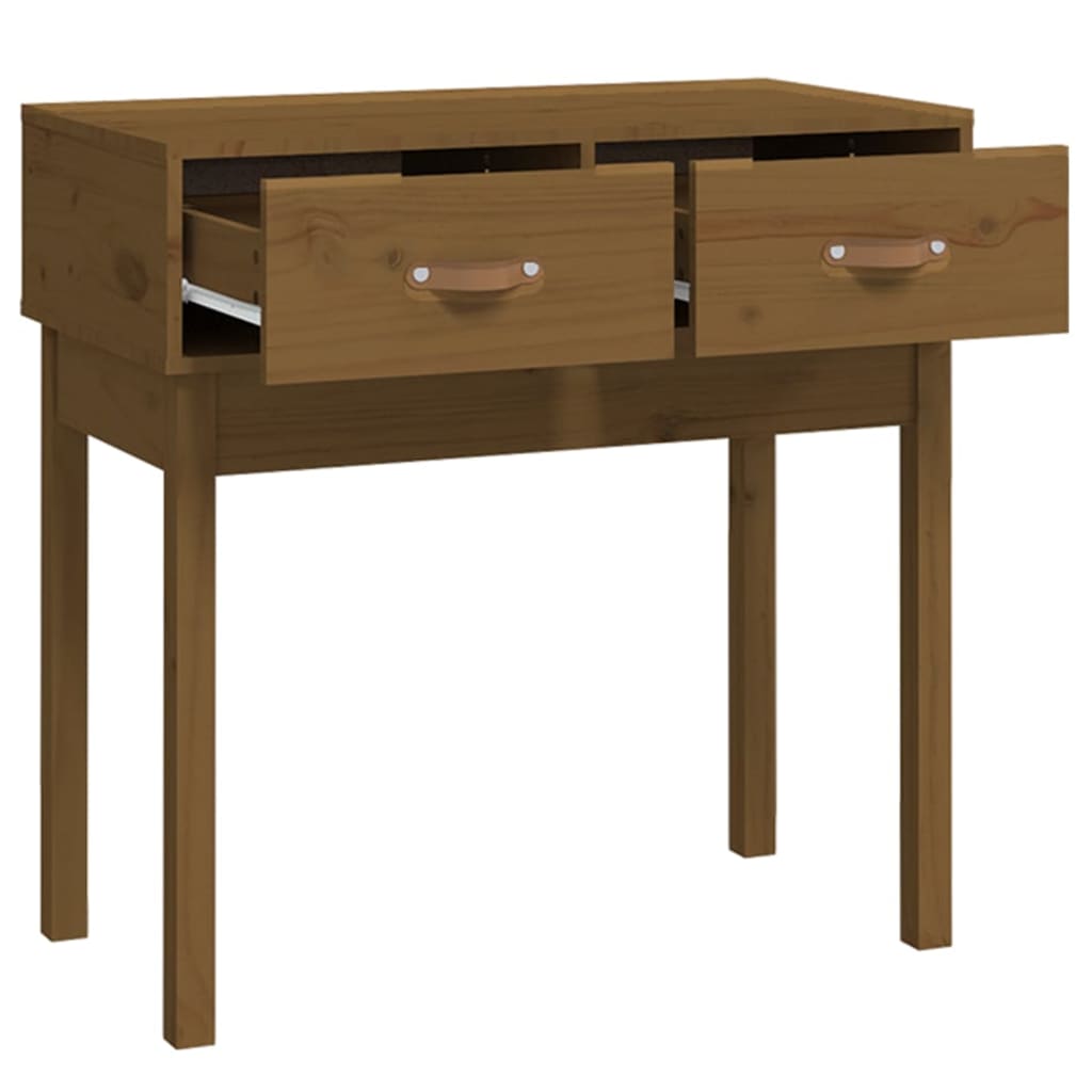 Mesa Consola De Madera Maciza De Pino Marrón Miel 76,5x40x75 Cm_2