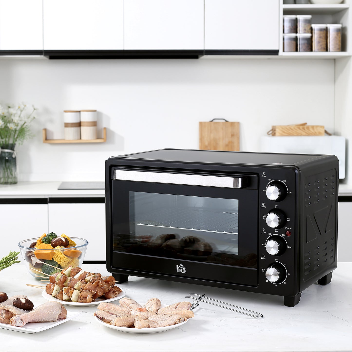 Homcom Mini Horno Eléctrico 32l 1600w 52,2x38,1x33,5 Cm Negro_1
