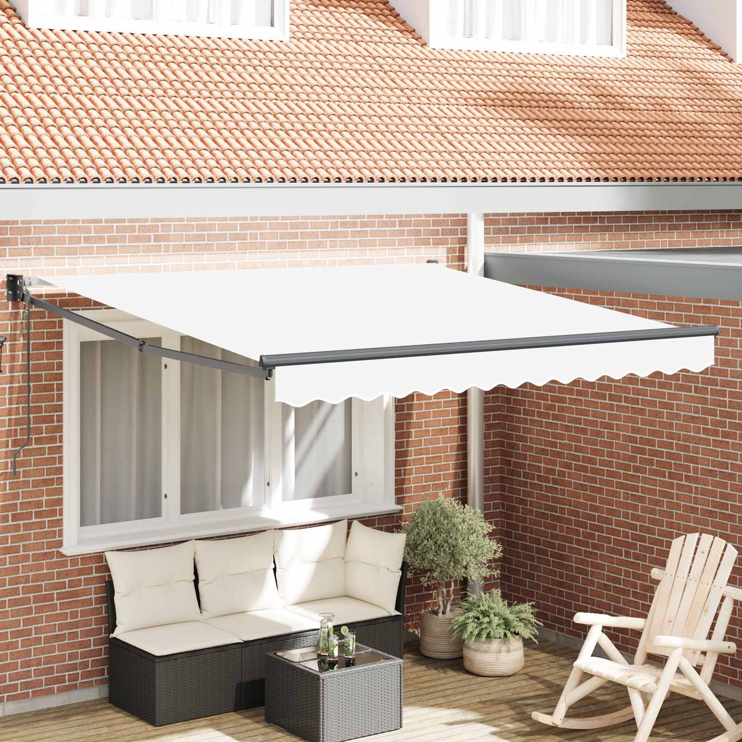 Toldo Retráctil Blanco 300 X 250 X 165 Cm Poliéster Y Metal_1