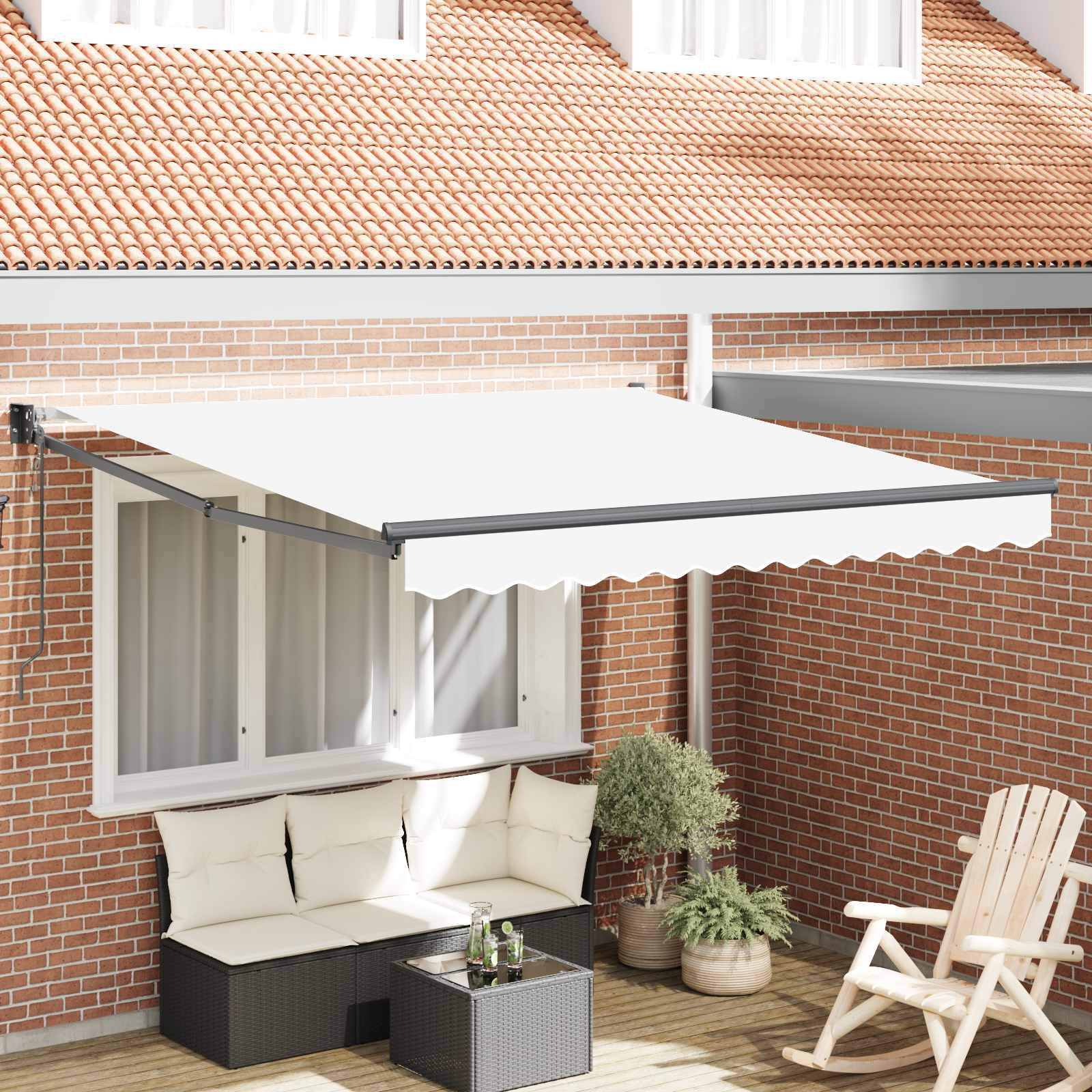Toldo Retráctil Blanco 300 X 250 X 165 Cm Poliéster Y Metal_1