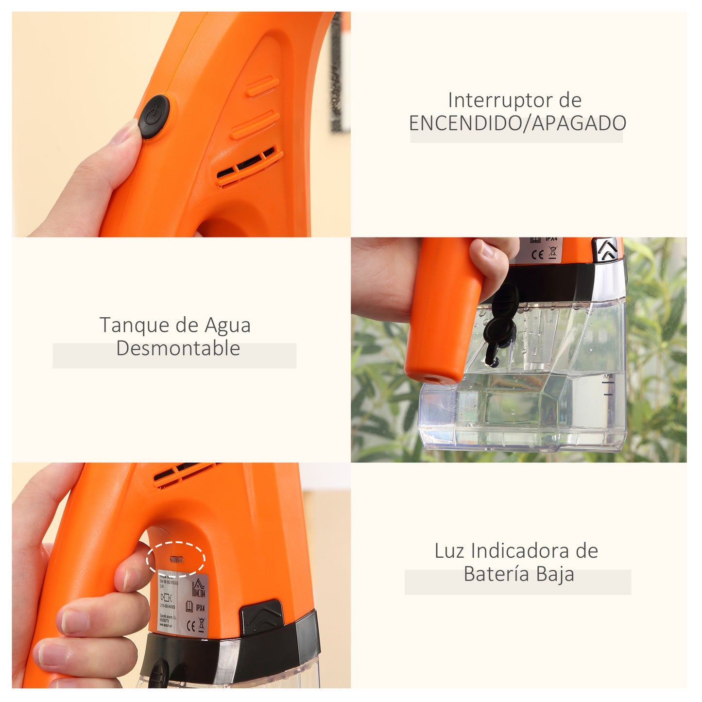 Homcom Limpiador De Ventanas Eléctrico Con Depósito De Agua 300 Ml Punta De Goma_5