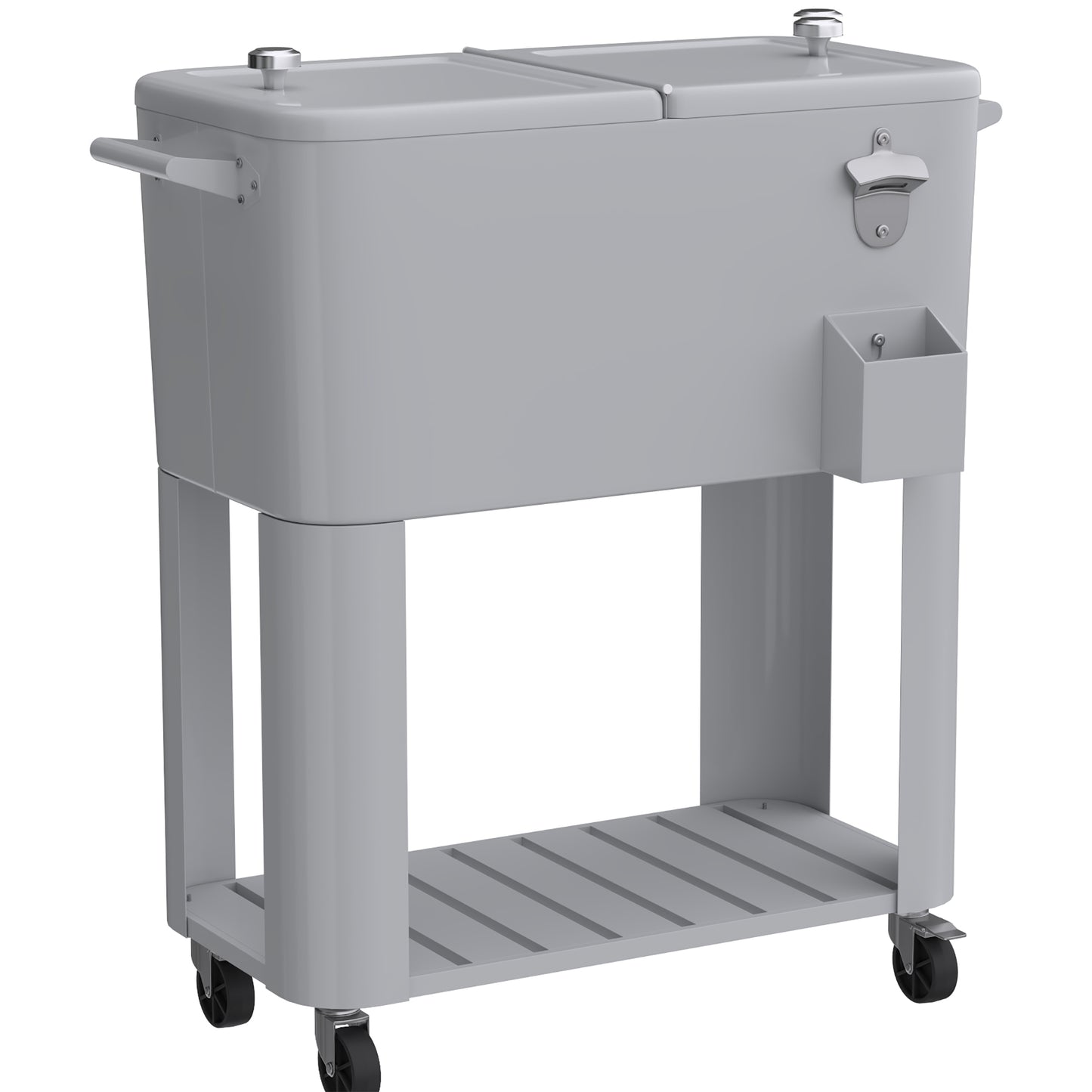 Outsunny Carrito Nevera De 76l Con Ruedas Estante Abrebotellas Asas Plateado_4