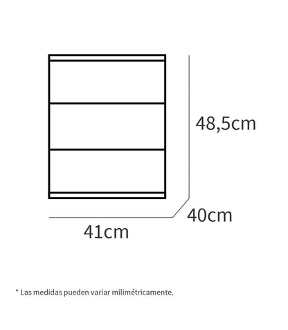 Mesita De Noche 3 Cajones Dana Acabado Roble Gold, 45 Cm(alto)38 Cm(ancho)34 Cm(fondo)_4