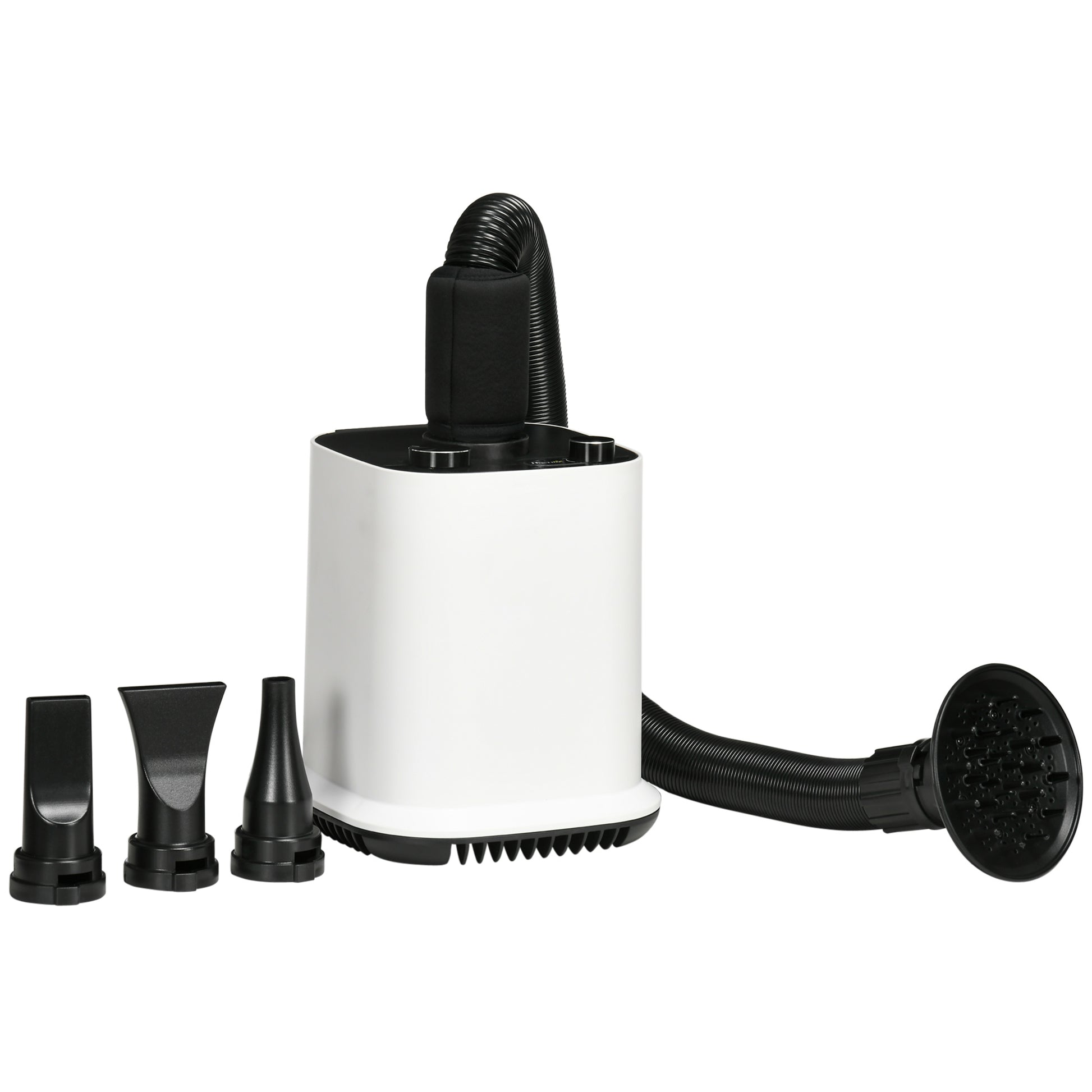 Pawhut Secador De Pelo Para Perros 2000w Manguera 1,2m 4 Boquillas 23x23x26,5 Cm_0