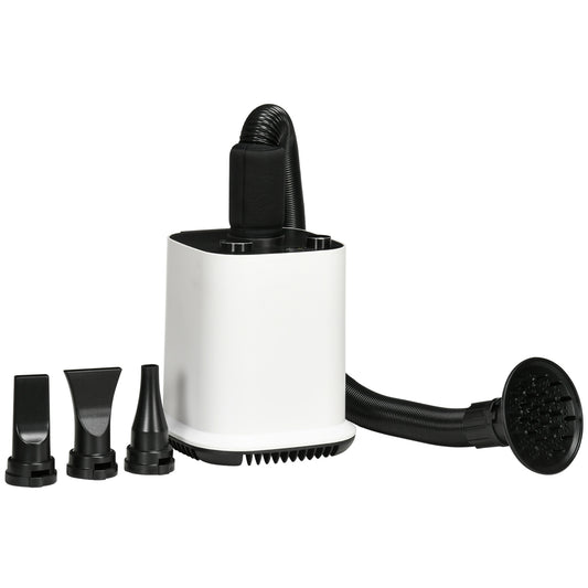 Pawhut Secador De Pelo Para Perros 2000w Manguera 1,2m 4 Boquillas 23x23x26,5 Cm_0