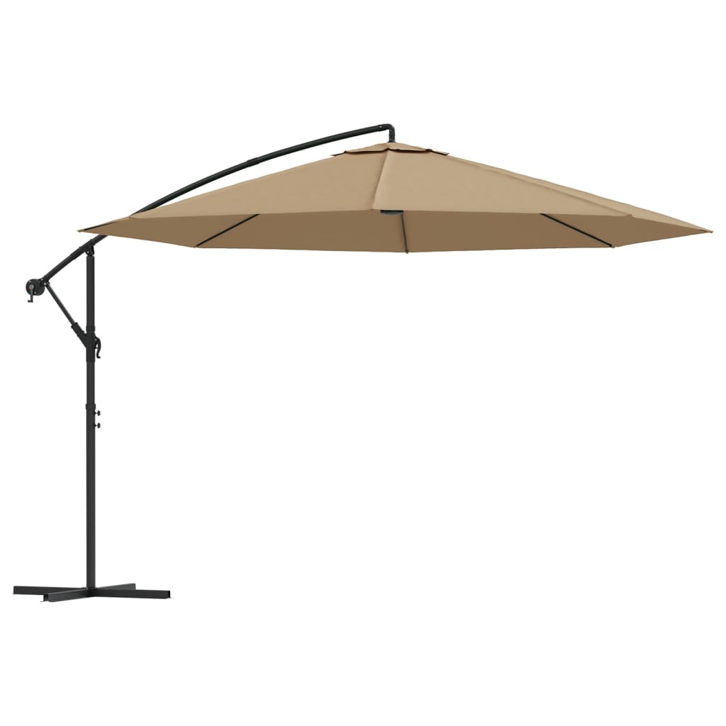 Sombrilla Voladiza Con Poste De Aluminio Gris Taupe 350 Cm_0