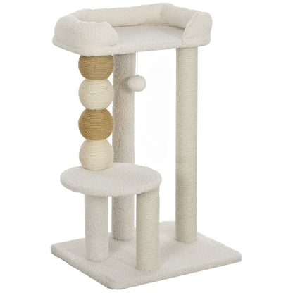 Pawhut Árbol Rascador Para Gatos Altura 76 Cm Revestimiento De Borreguillo Beige_0
