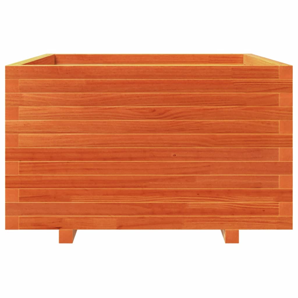 Jardinera Madera Maciza De Pino Marrón Cera 80x80x49,5 Cm_4