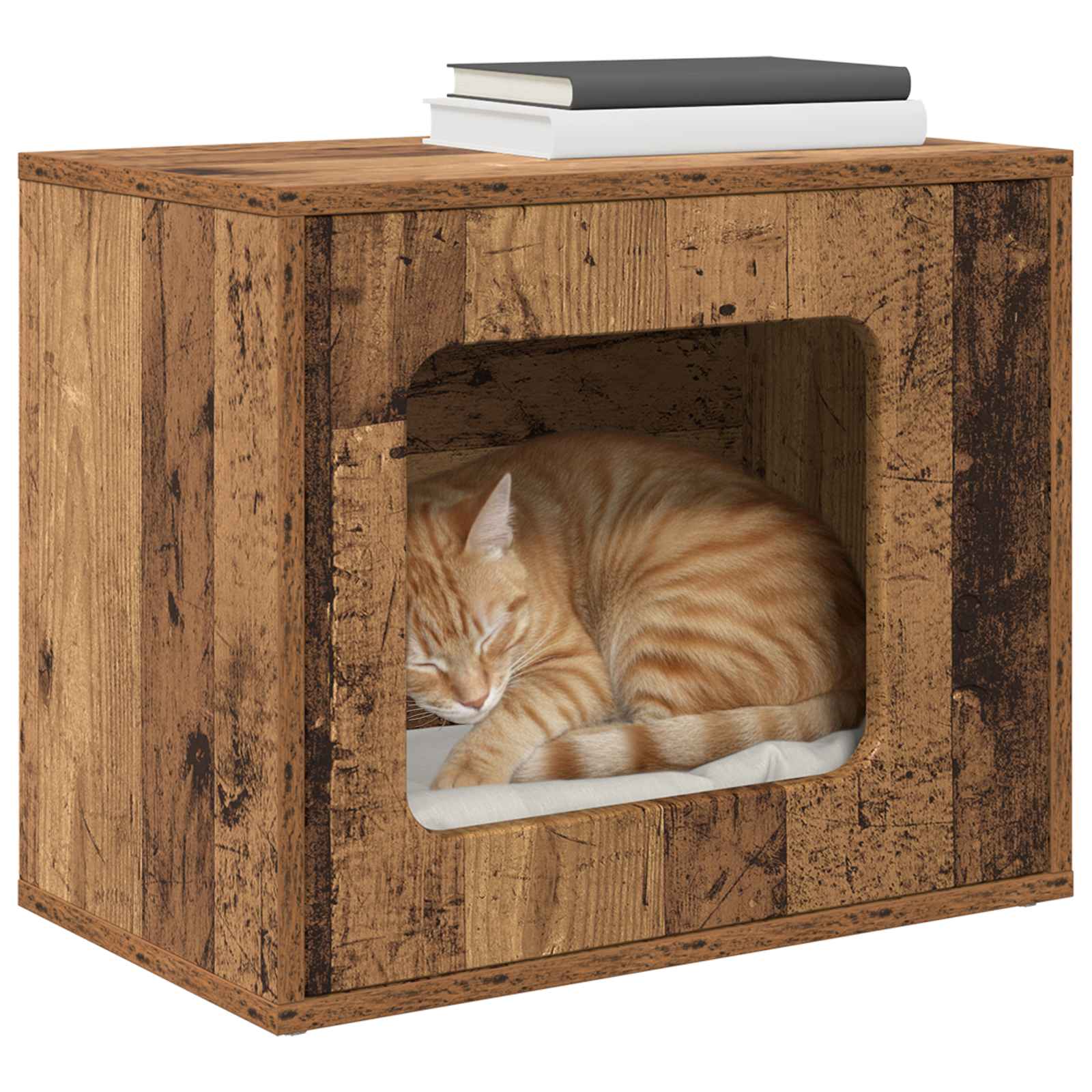 Casa Para Gatos Madera Vieja 51 X 30 X 42,5 Cm_2