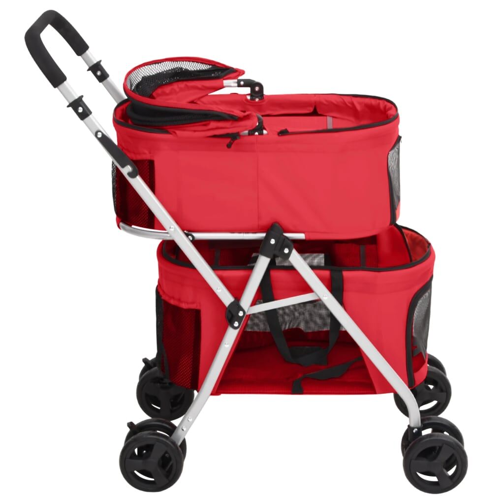 Vidaxl Cochecito Doble De Perros Plegable Tela Oxford Rojo 83x48x97 Cm_3
