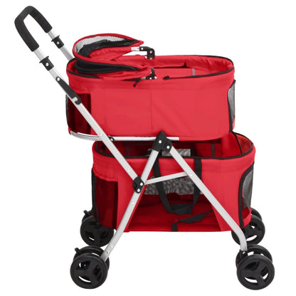 Vidaxl Cochecito Doble De Perros Plegable Tela Oxford Rojo 83x48x97 Cm_3