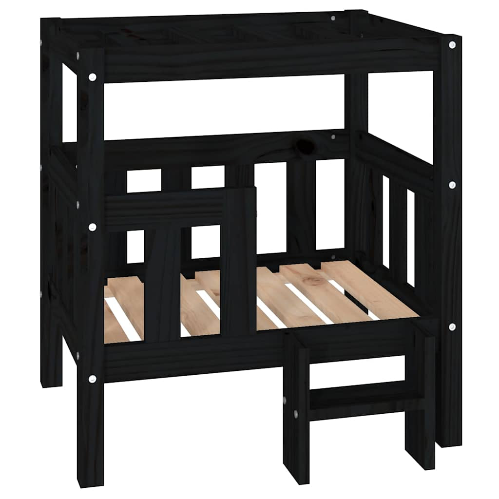 Vidaxl Cama Para Perros Madera Maciza De Pino Negro 65,5x50,5x70 Cm_0